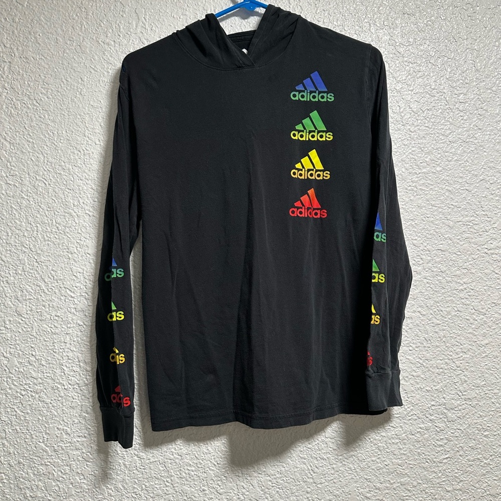 Adidas Black Cotton Hoodie size L (14-16)